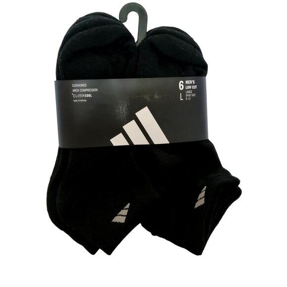 adidas Other - Adidas Mens 6-Pack Climalite Cushioned For Comfort Low Cut Socks Black Size L
